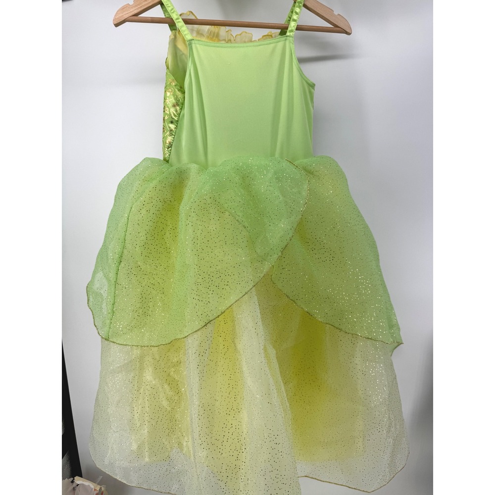 Disney Princess Tiana Costume Dress Kids Size 9/10 Lime Green Gold Sequins - Picture 8 of 14